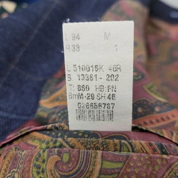 Ralph Lauren Blue Windowpane Wool Blazer Jacket Sz 46‎ R Paisley Satin Interior - Picture 7 of 12